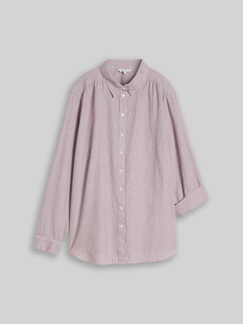 Tom Tailor Plus Size - Hemdbluse mit Turn-up-Funktion - Preppy Plum Dobby