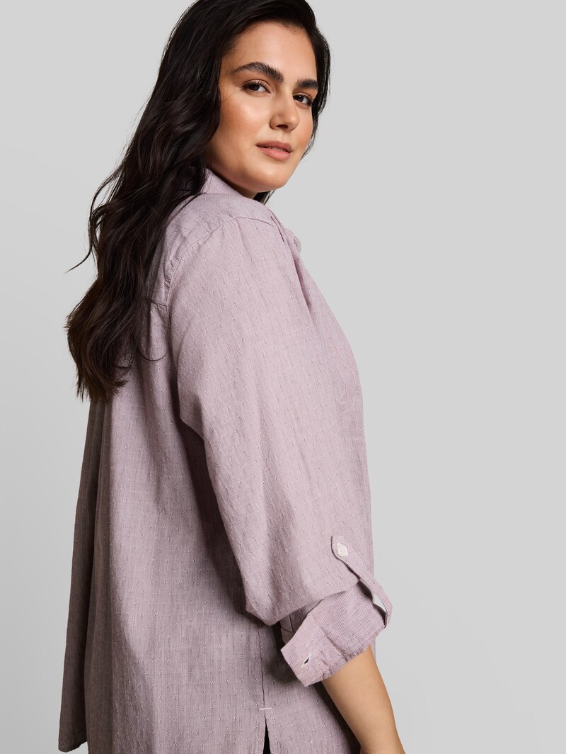 Tom Tailor Plus Size - Hemdbluse mit Turn-up-Funktion - Preppy Plum Dobby
