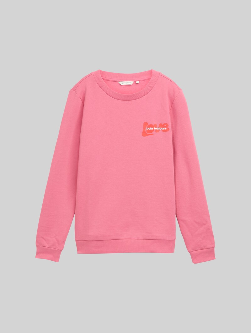 Tom Tailor Loose Fit Sweatshirt mit Print - Bright Rose