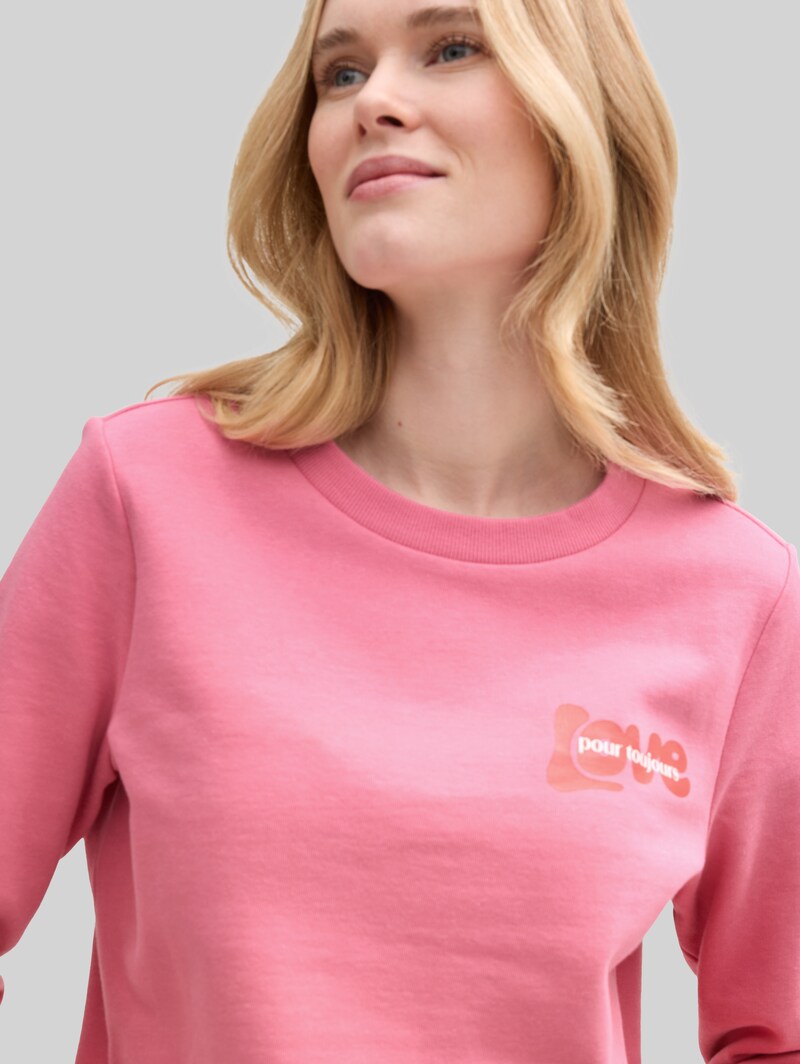 Tom Tailor Loose Fit Sweatshirt mit Print - Bright Rose