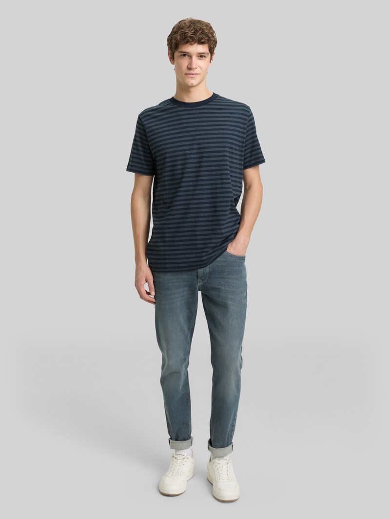 Tom Tailor T-Shirt mit Streifenmuster - Navy Grey Yd Stripe