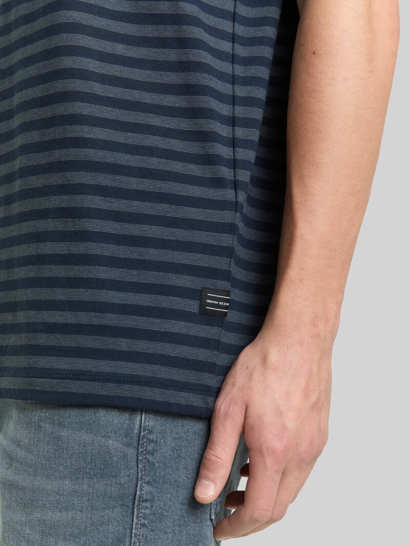 Tom Tailor T-Shirt mit Streifenmuster - Navy Grey Yd Stripe