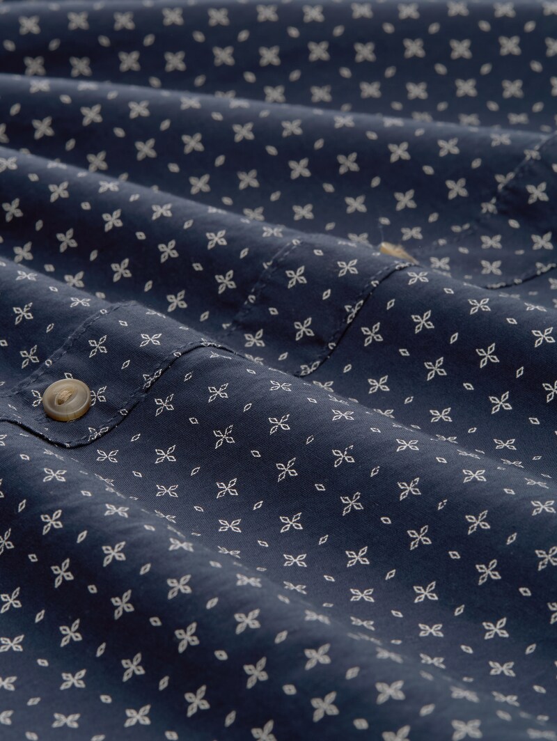 Tom Tailor Fitted Hemd mit Muster - Navy White Minimal Design
