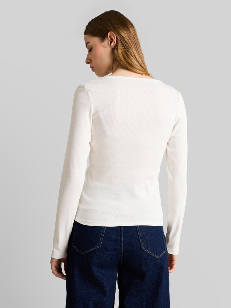 Tom Tailor Slim Fit Henley Langarmshirt - Off White