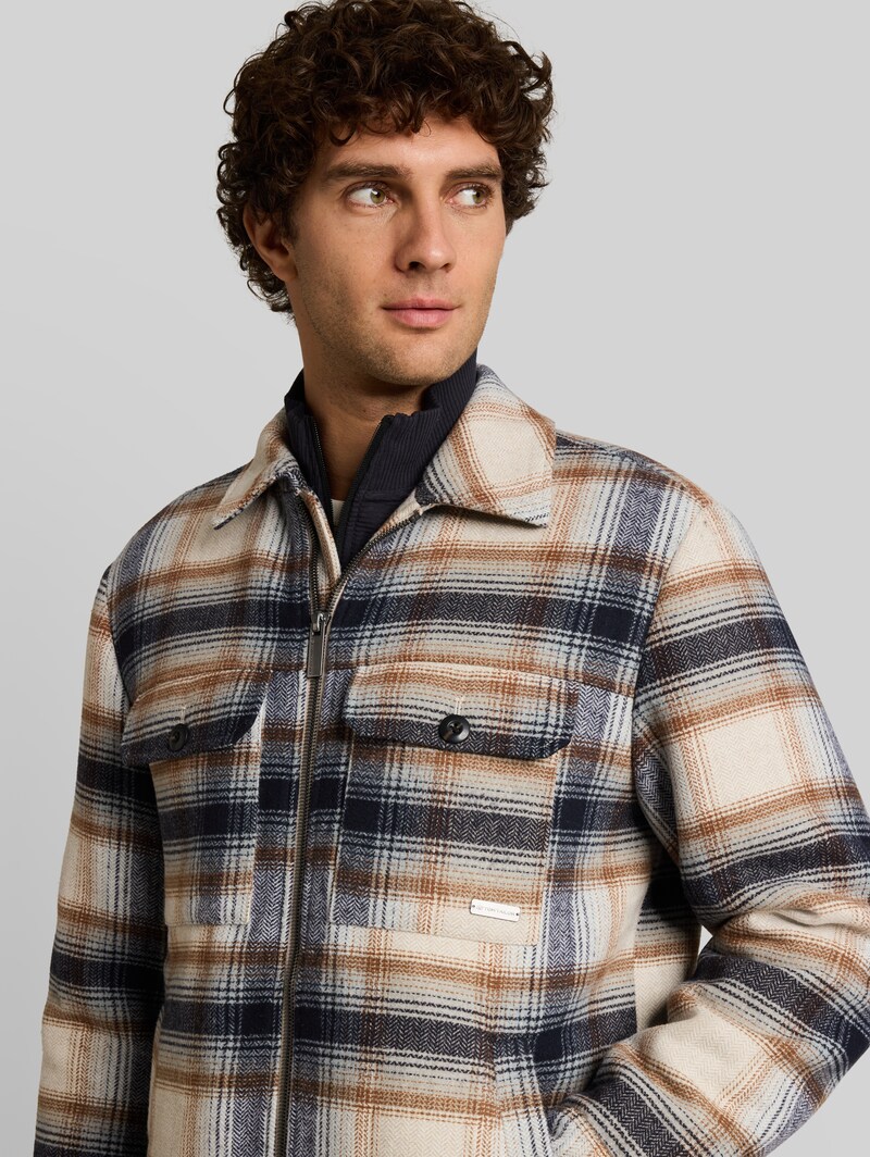 Tom Tailor Overshirt mit Wollanteil - Iron Mint Big Check