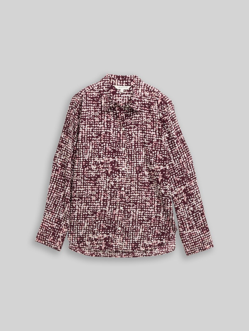 Tom Tailor Hemdbluse mit Muster - Dark Red Abstract Dot Design