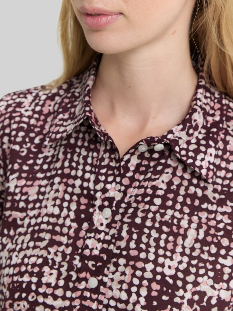 Tom Tailor Hemdbluse mit Muster - Dark Red Abstract Dot Design