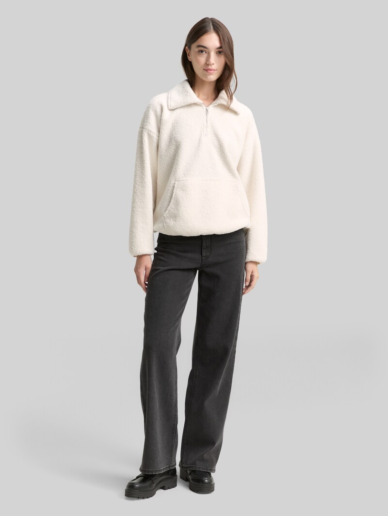 Tom Tailor Loose Fit Teddy Sweatshirt - Off White