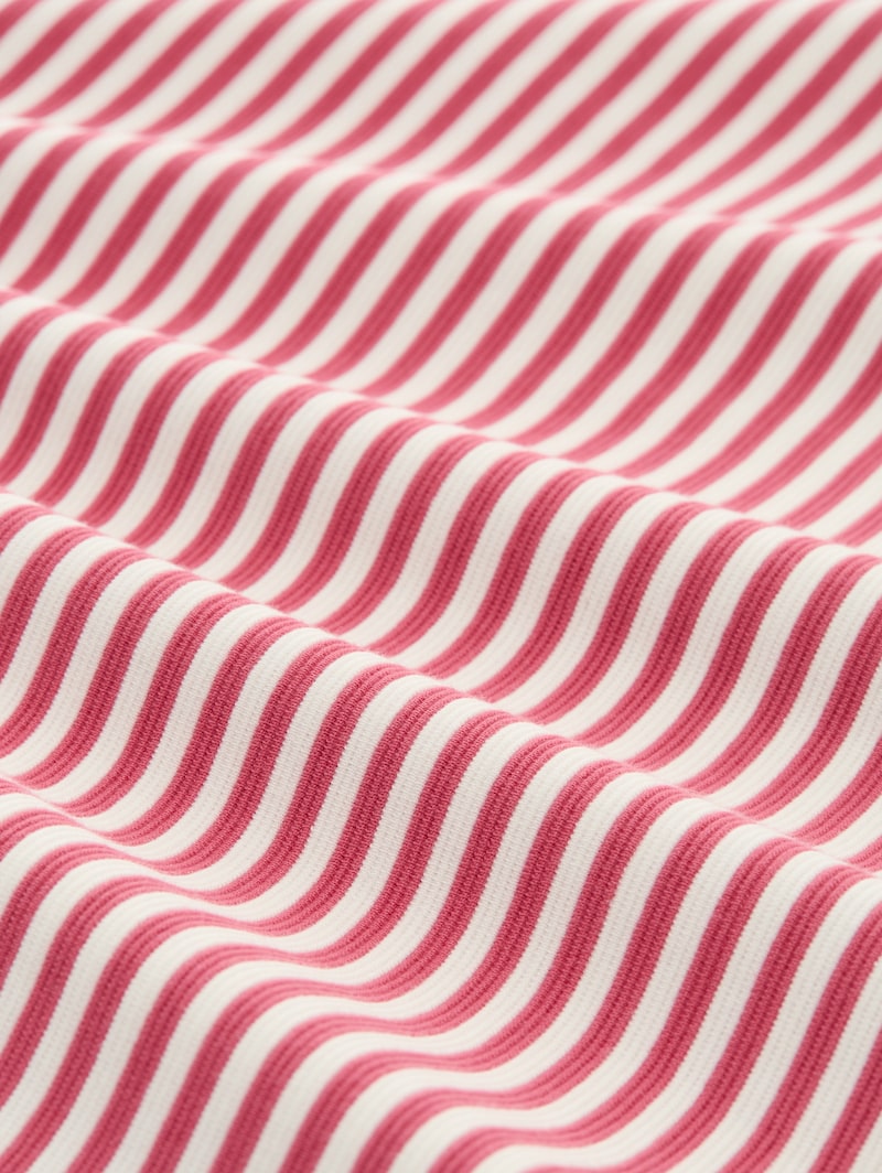 Tom Tailor Plus Size - Langarmshirt mit Knopf-Details - Pink Offwhite Regular Stripe