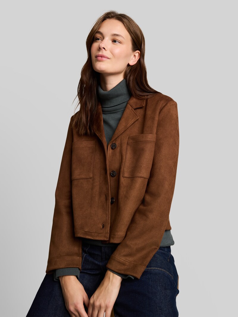 Tom Tailor Regular Fit Jacke in Wildleder-Optik - Camel