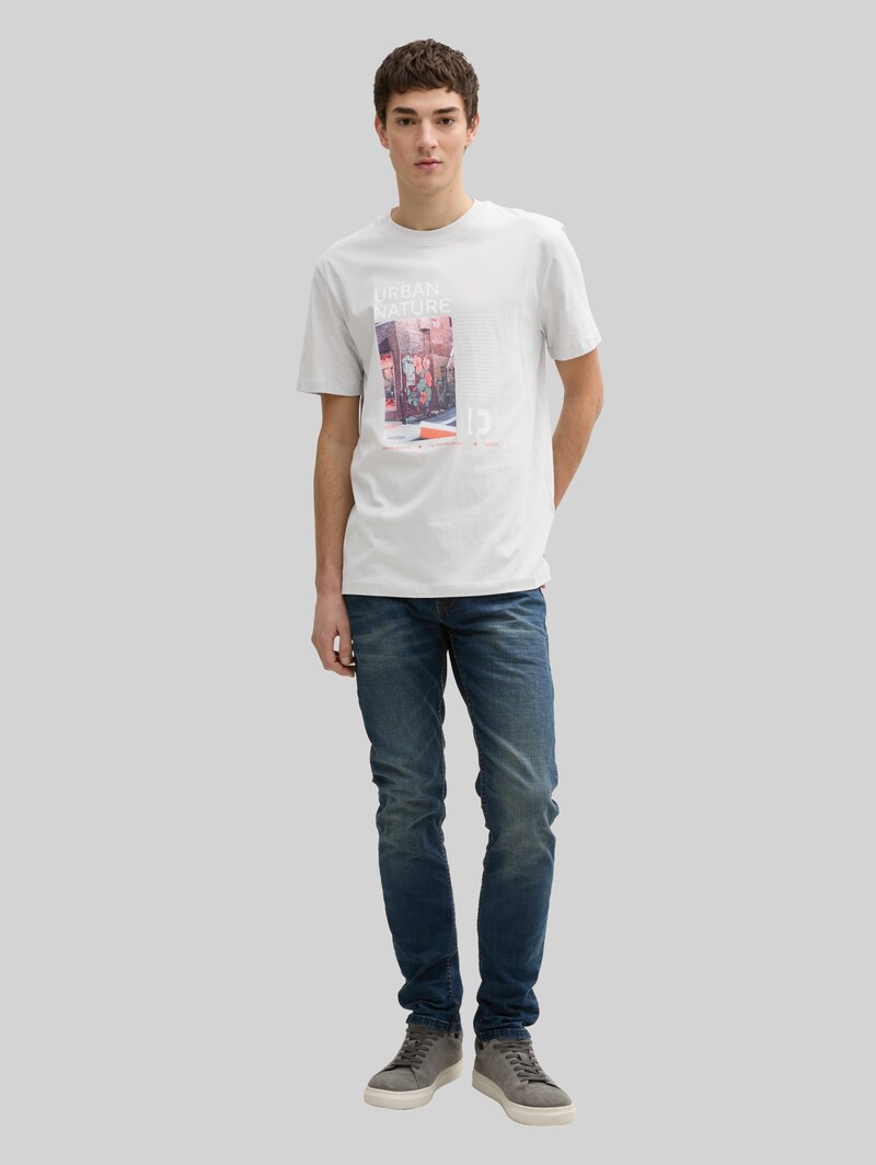 Tom Tailor T-Shirt mit Foto-Print - Chalk Grey