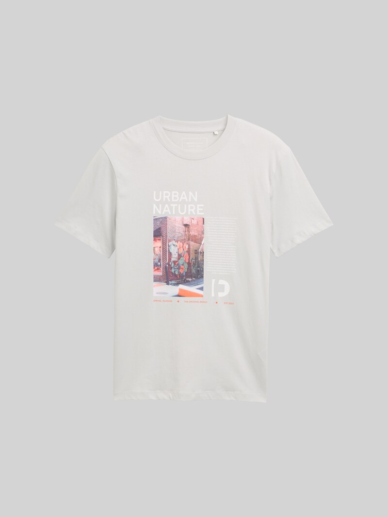 Tom Tailor T-Shirt mit Foto-Print - Chalk Grey