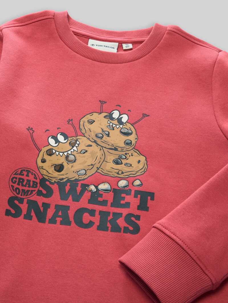 Tom Tailor Sweatshirt mit Print - Berry Red