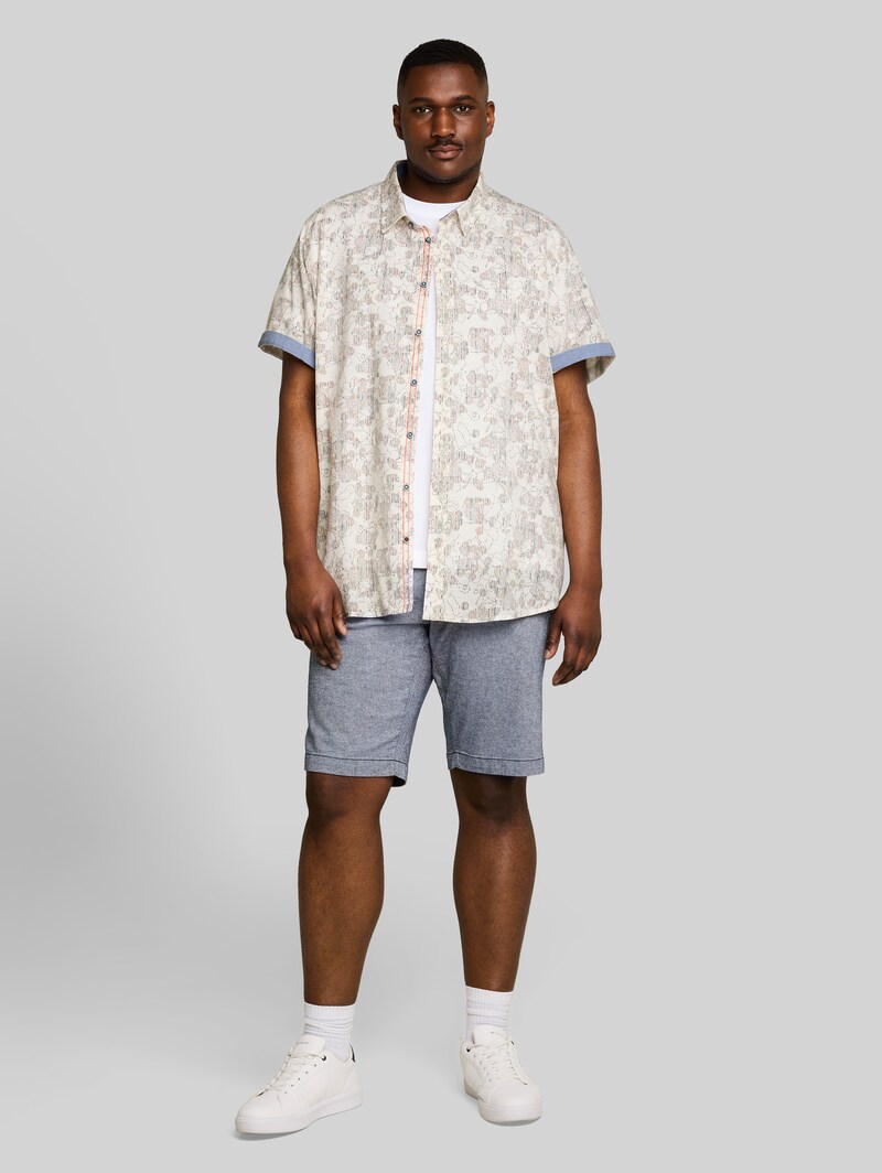 Tom Tailor Plus Size - Kurzarmhemd mit Muster - Off White Irregular Design