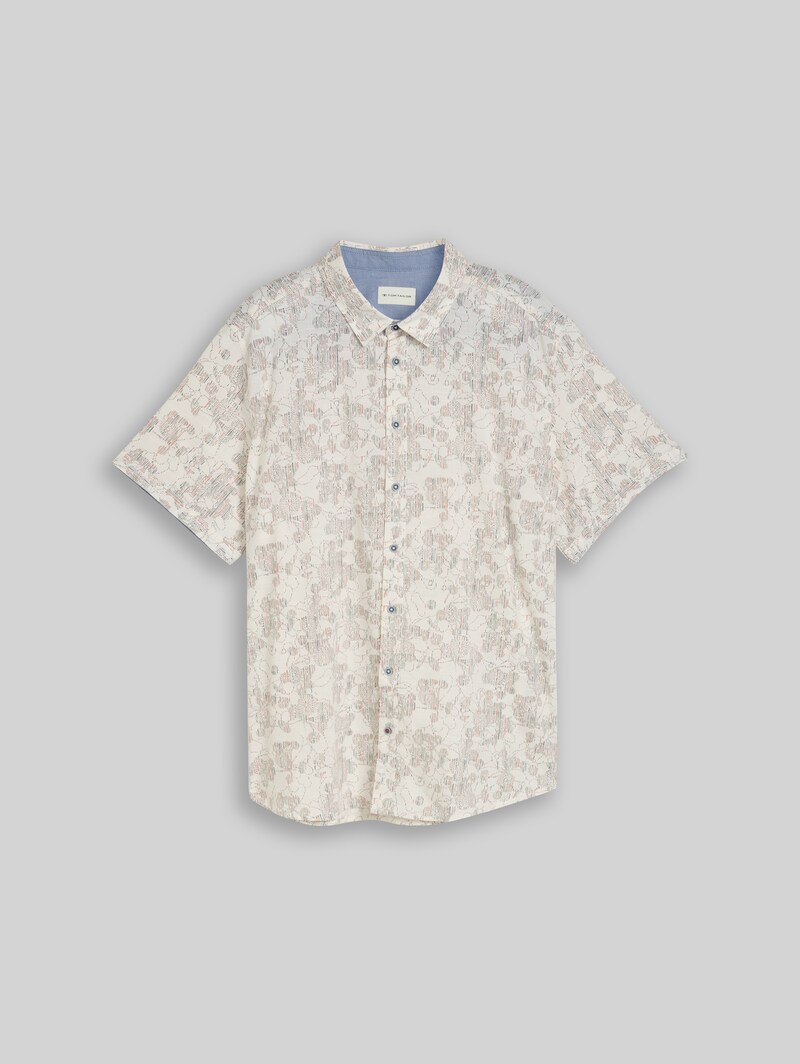 Tom Tailor Plus Size - Kurzarmhemd mit Muster - Off White Irregular Design