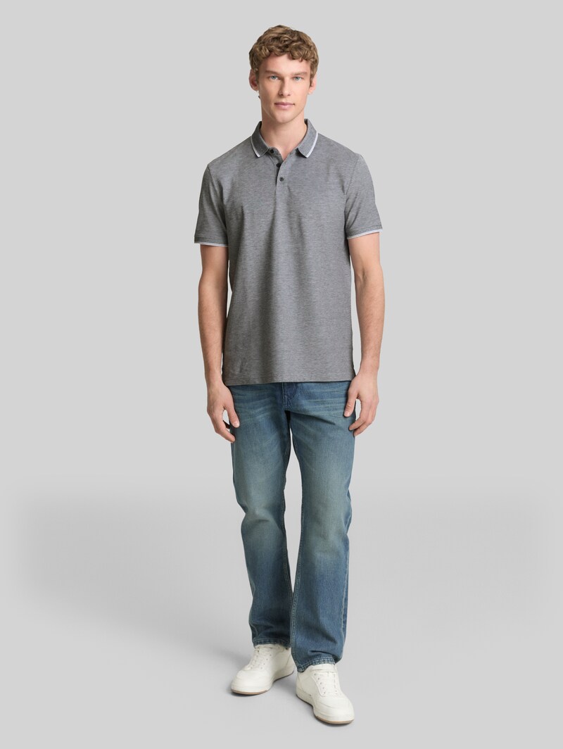 Tom Tailor Piqué Poloshirt aus Baumwolle - Black White Two Tone