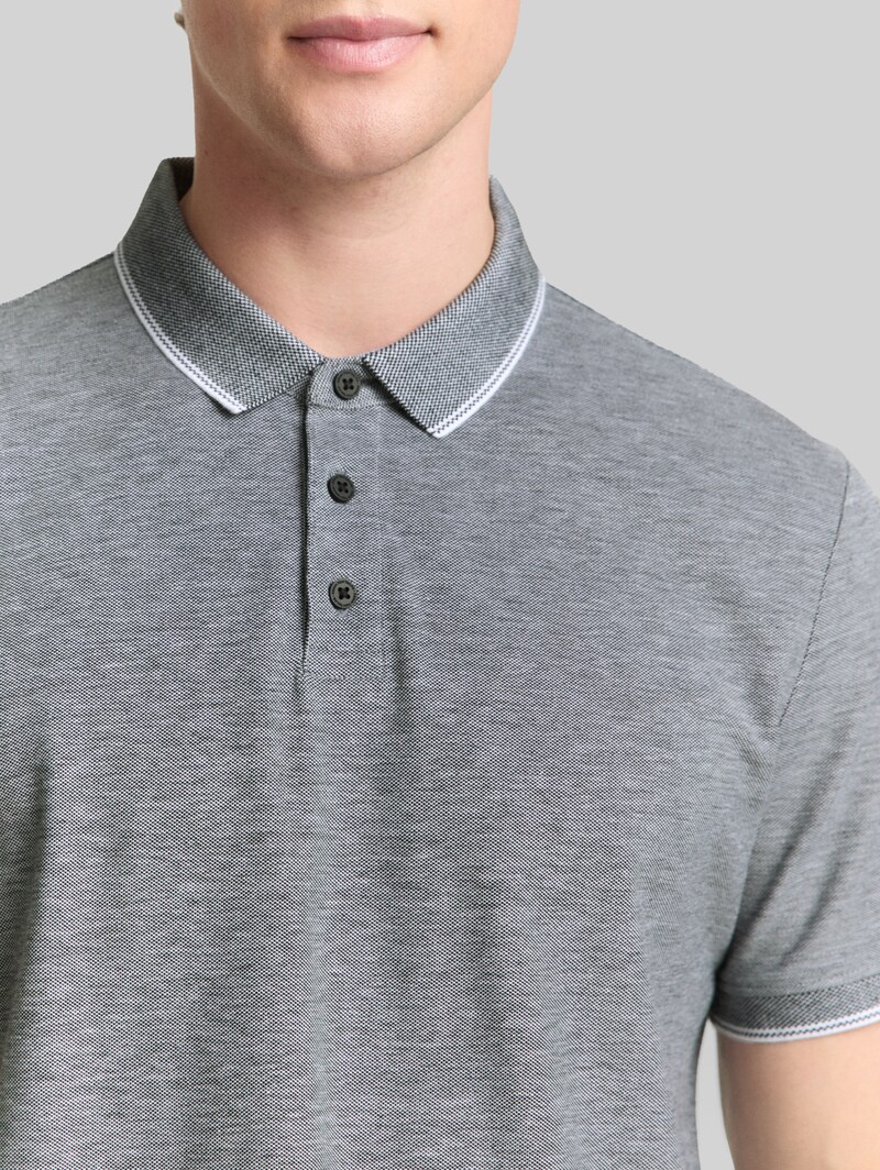 Tom Tailor Piqué Poloshirt aus Baumwolle - Black White Two Tone