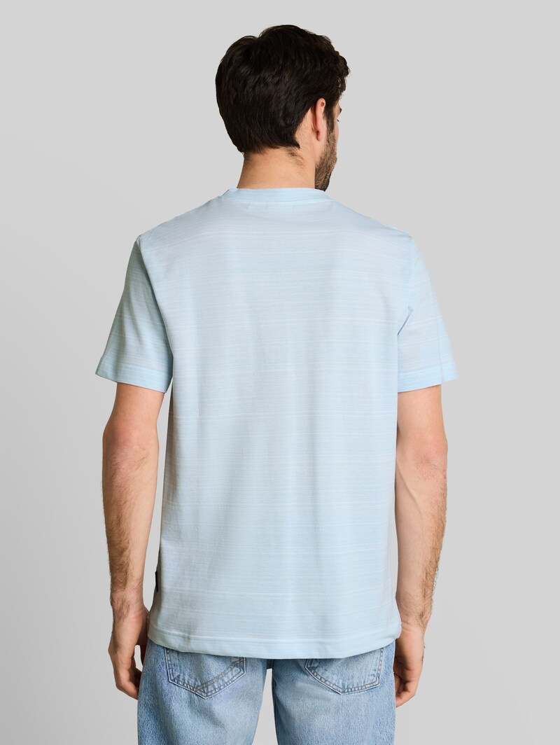 Tom Tailor Piqué T-Shirt mit Logo-Badge - Light Blue Spacedye Pique