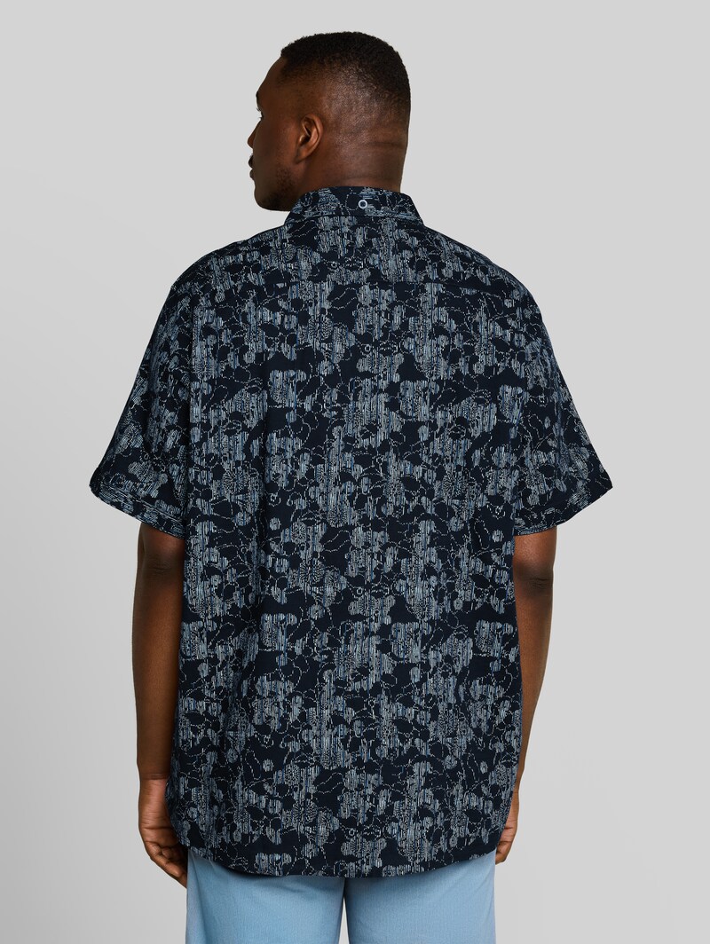 Tom Tailor Plus Size - Kurzarmhemd mit Muster - Navy Irregular Design