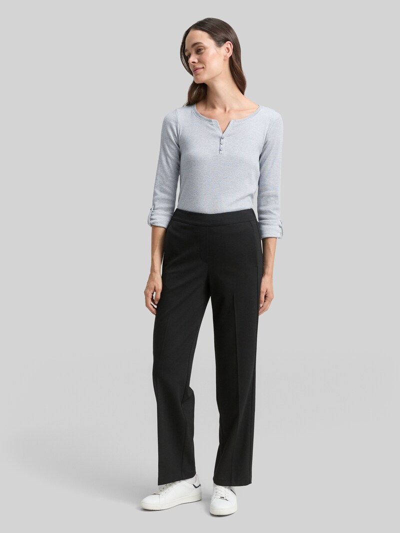Tom Tailor Langarmshirt mit Bio-Baumwolle - Offwhite Navy Small Stripe