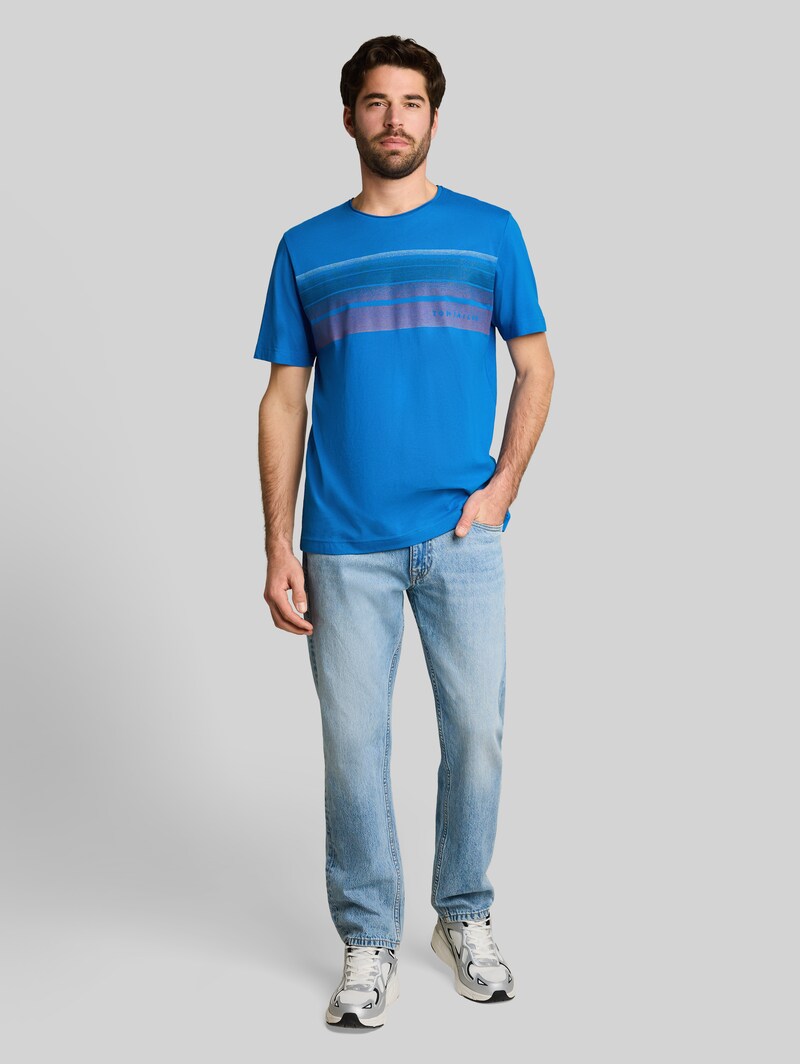 Tom Tailor T-Shirt mit Print auf der Brust - Surf Blue