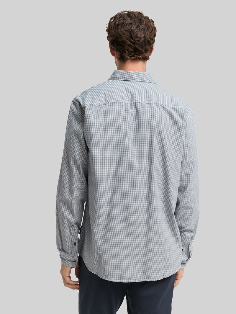 Tom Tailor Regular Fit Hemd mit Brusttasche - Blue Small Structure