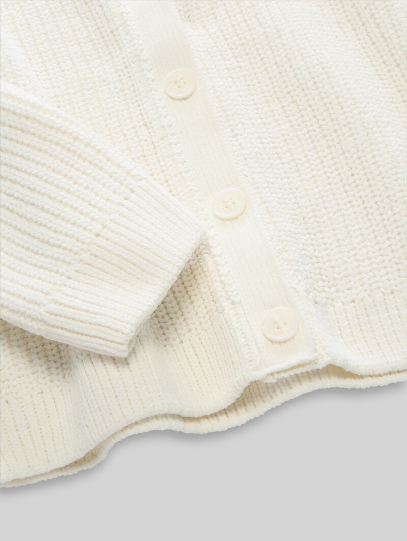 Tom Tailor Cropped Cardigan mit V-Ausschnitt - Wool White