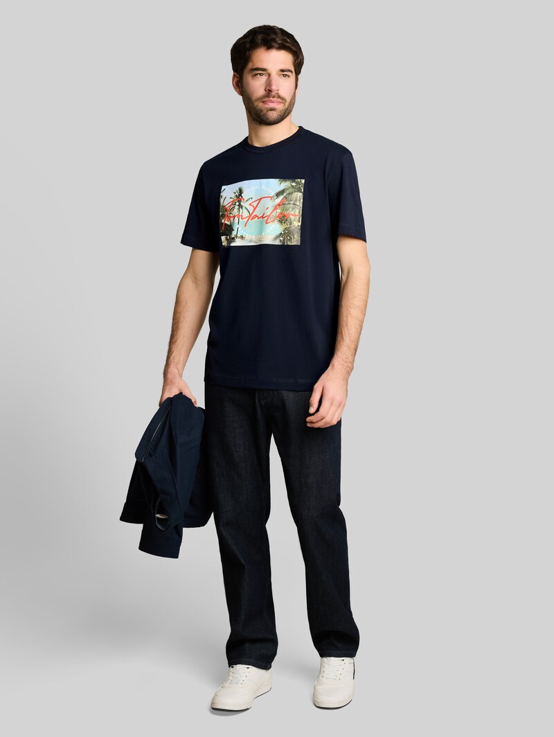 Tom Tailor T-Shirt mit Fotoprint - Sky Captain Blue