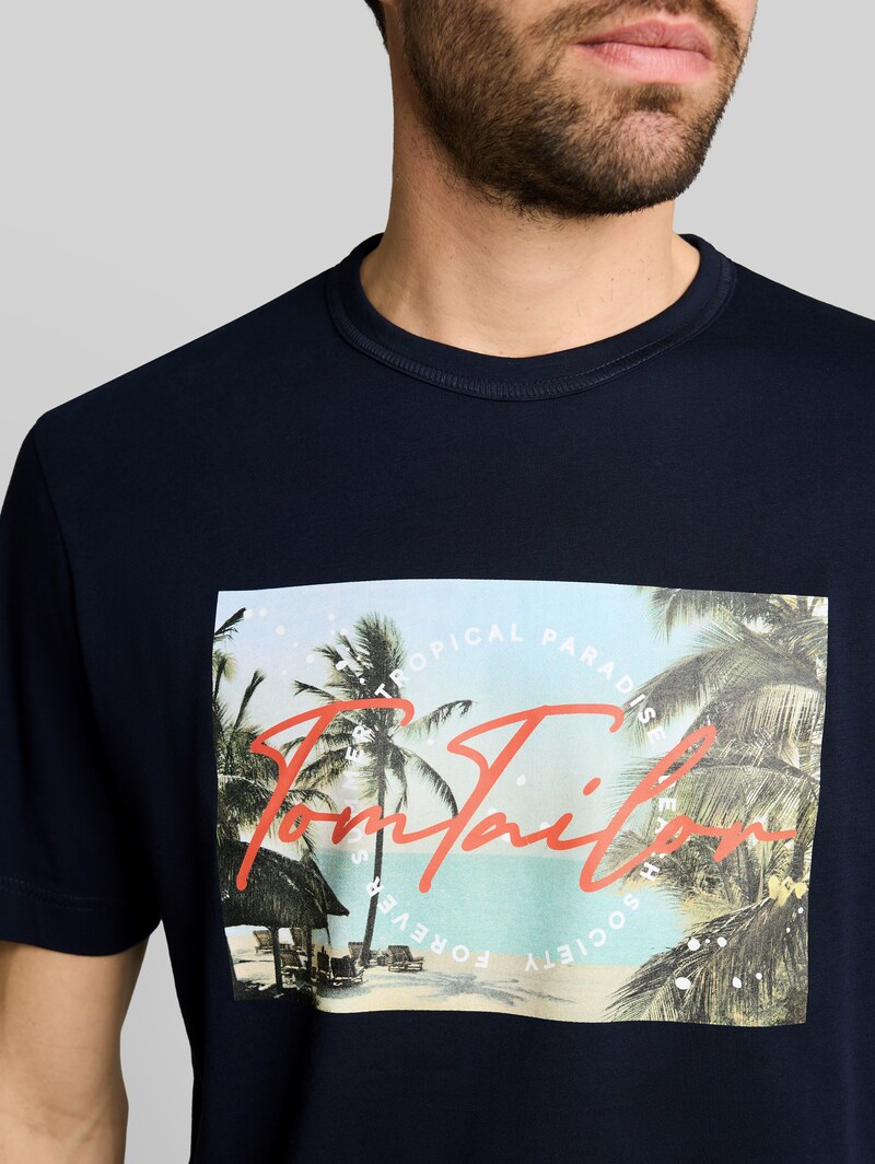 Tom Tailor T-Shirt mit Fotoprint - Sky Captain Blue