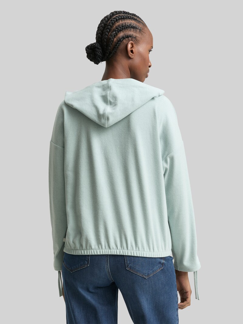 Tom Tailor Loose Fit Langarmshirt mit Kapuze - Silver Cloud Blue Melange