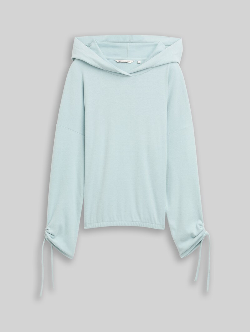 Tom Tailor Loose Fit Langarmshirt mit Kapuze - Silver Cloud Blue Melange
