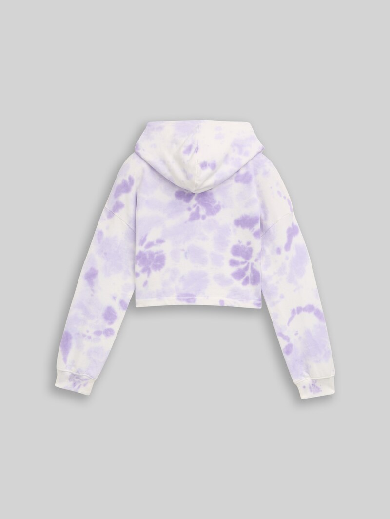 Tom Tailor Cropped Hoodie Sweatshirt mit Batikmuster - Purple Batik Tom Tailor Cropped Hoodie Sweatshirt mit Batikmuster - Purple Batik