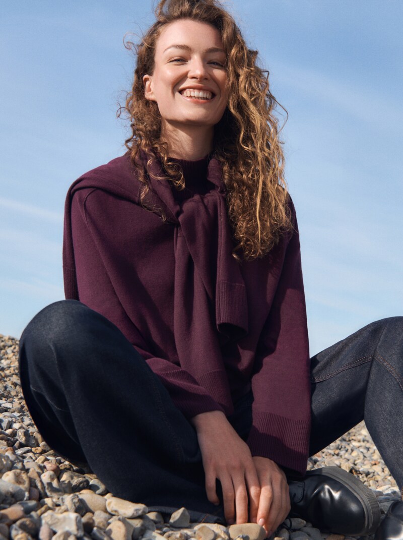 Tom Tailor Strickpullover mit Kaschmir-Anteil - Dark Red Mélange