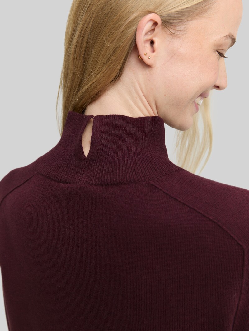 Tom Tailor Strickpullover mit Kaschmir-Anteil - Dark Red Mélange
