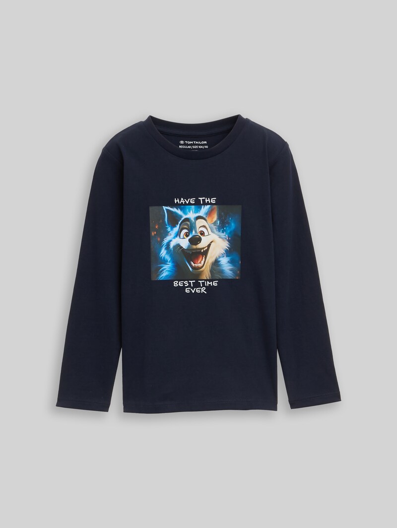 Tom Tailor Langarmshirt mit Fotoprint - Sky Captain Blue