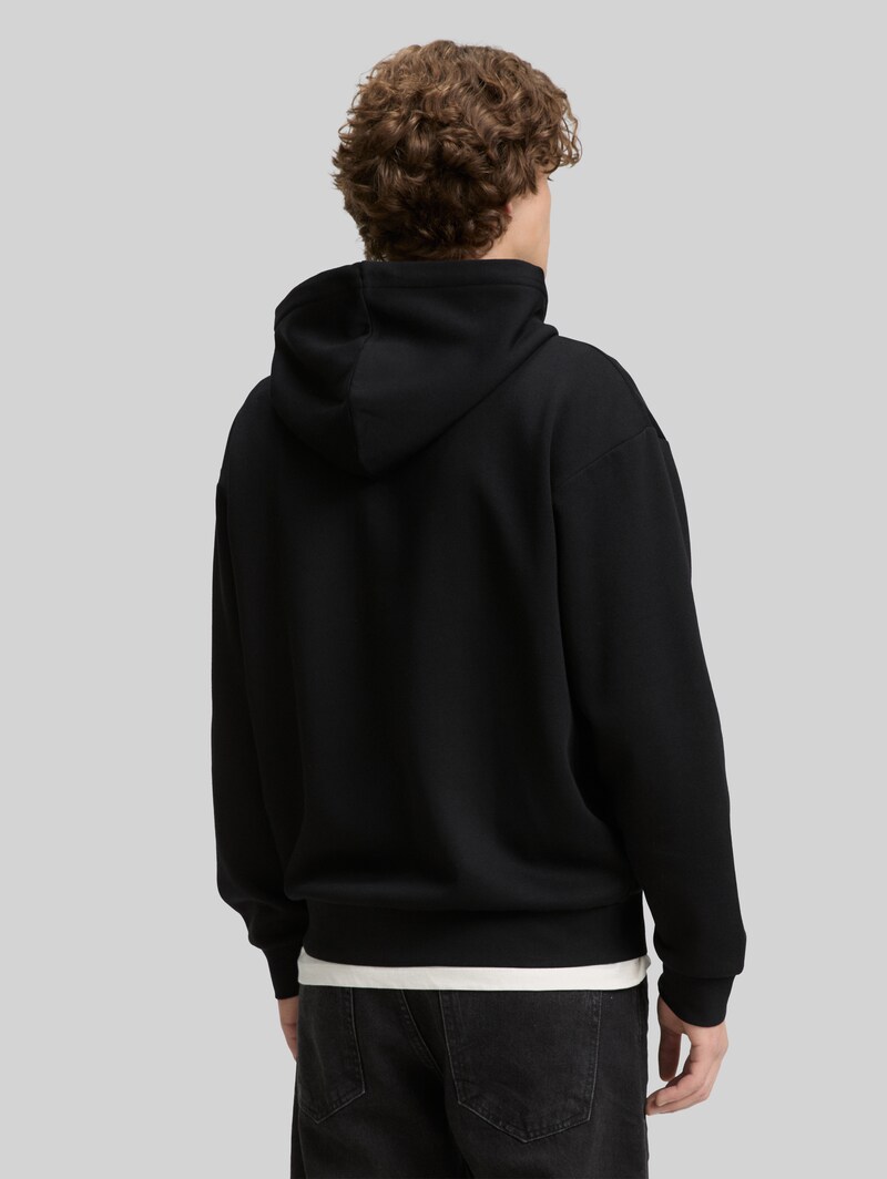Tom Tailor Hoodie Sweatjacke mit Logo-Print - Black