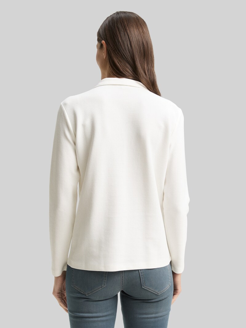 Tom Tailor Langarmshirt mit Polokragen - Whisper White