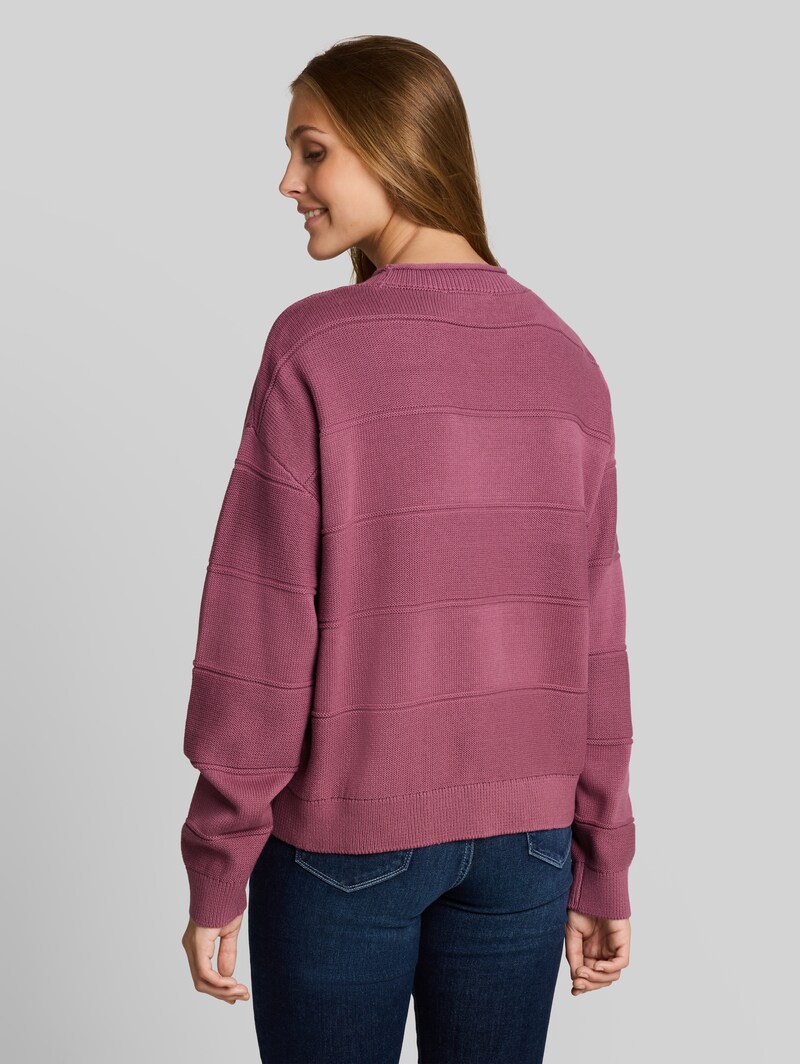 Tom Tailor Relaxed Fit Strickpullover aus Baumwolle - Dusty Berry