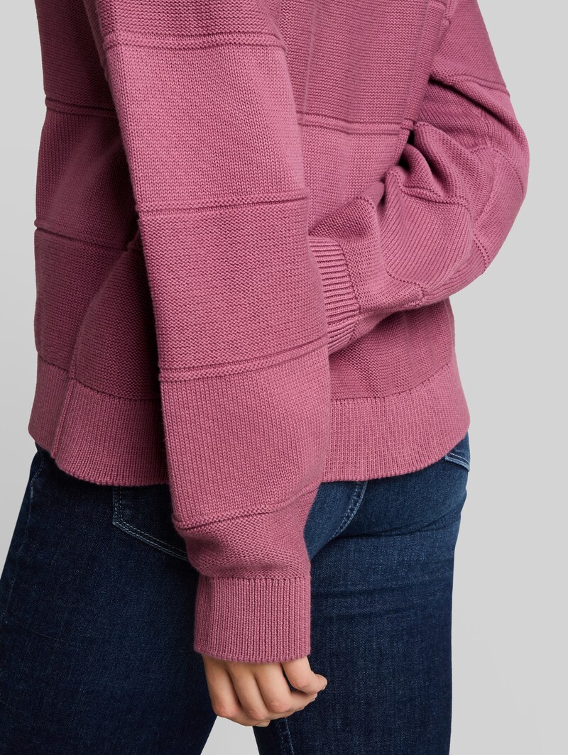 Tom Tailor Relaxed Fit Strickpullover aus Baumwolle - Dusty Berry