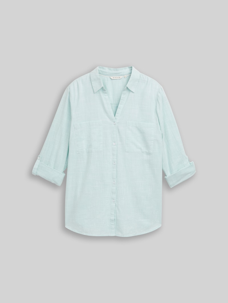 Tom Tailor Plus Size - Bluse mit Brusttaschen - New Blue Haze