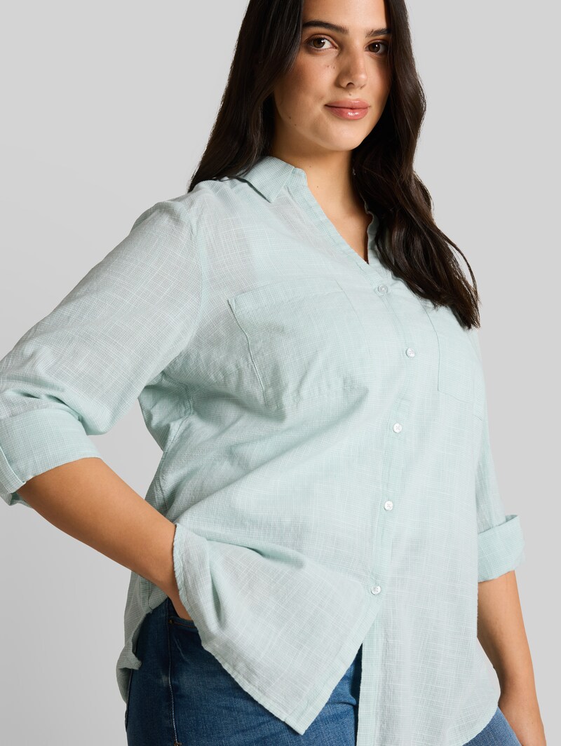 Tom Tailor Plus Size - Bluse mit Brusttaschen - New Blue Haze