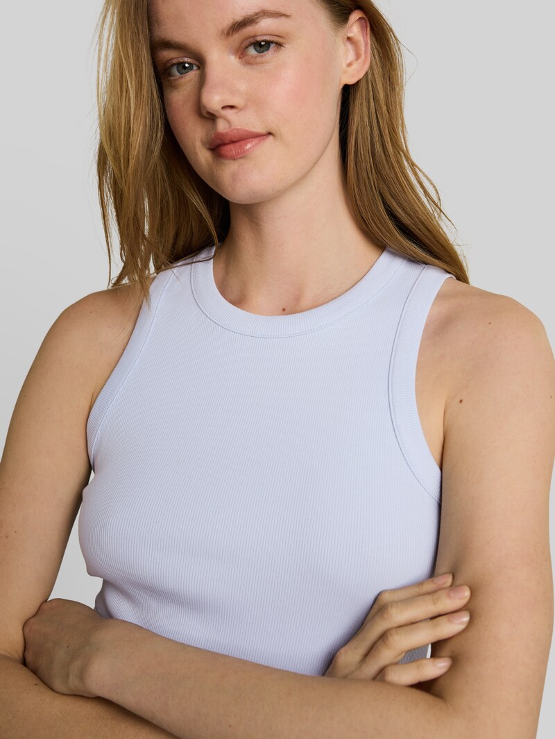 Tom Tailor Slim Fit Top mit Rippstruktur - Mountain Sky Blue