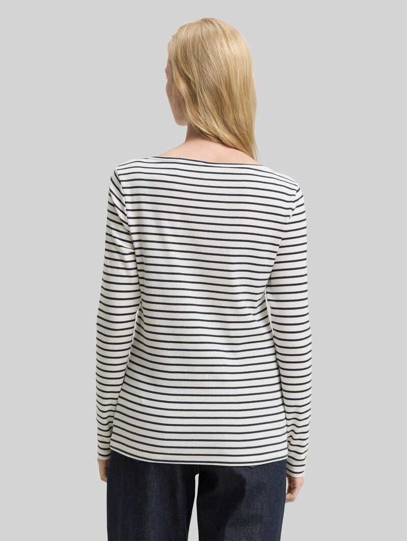 Tom Tailor Langarmshirt mit Streifenmuster - Offwhite Navy Tee Stripe