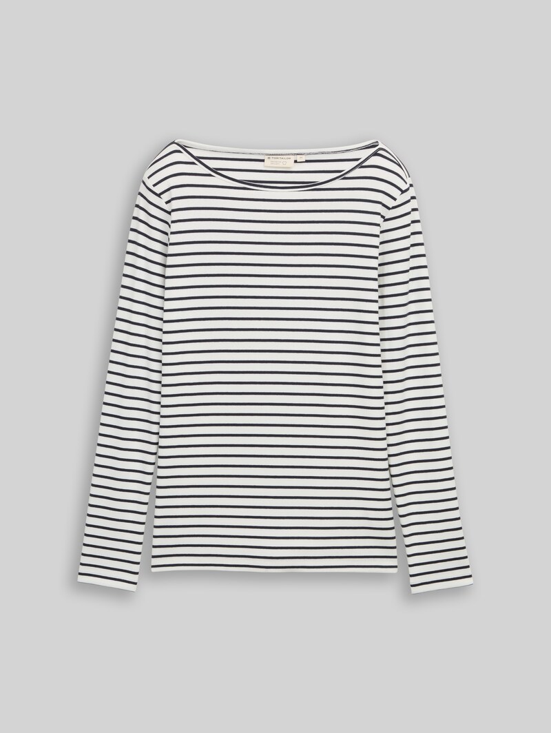 Tom Tailor Langarmshirt mit Streifenmuster - Offwhite Navy Tee Stripe