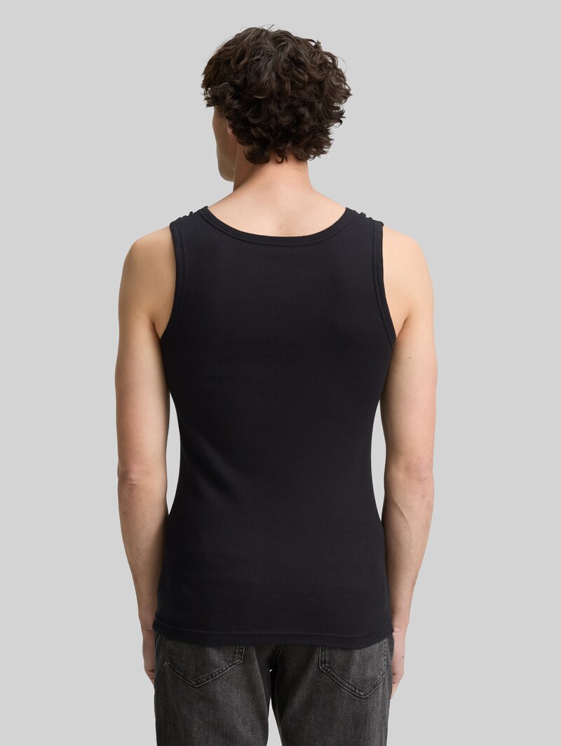 Tom Tailor Tanktops mit Rippstruktur im 2er-Pack - Black Uni