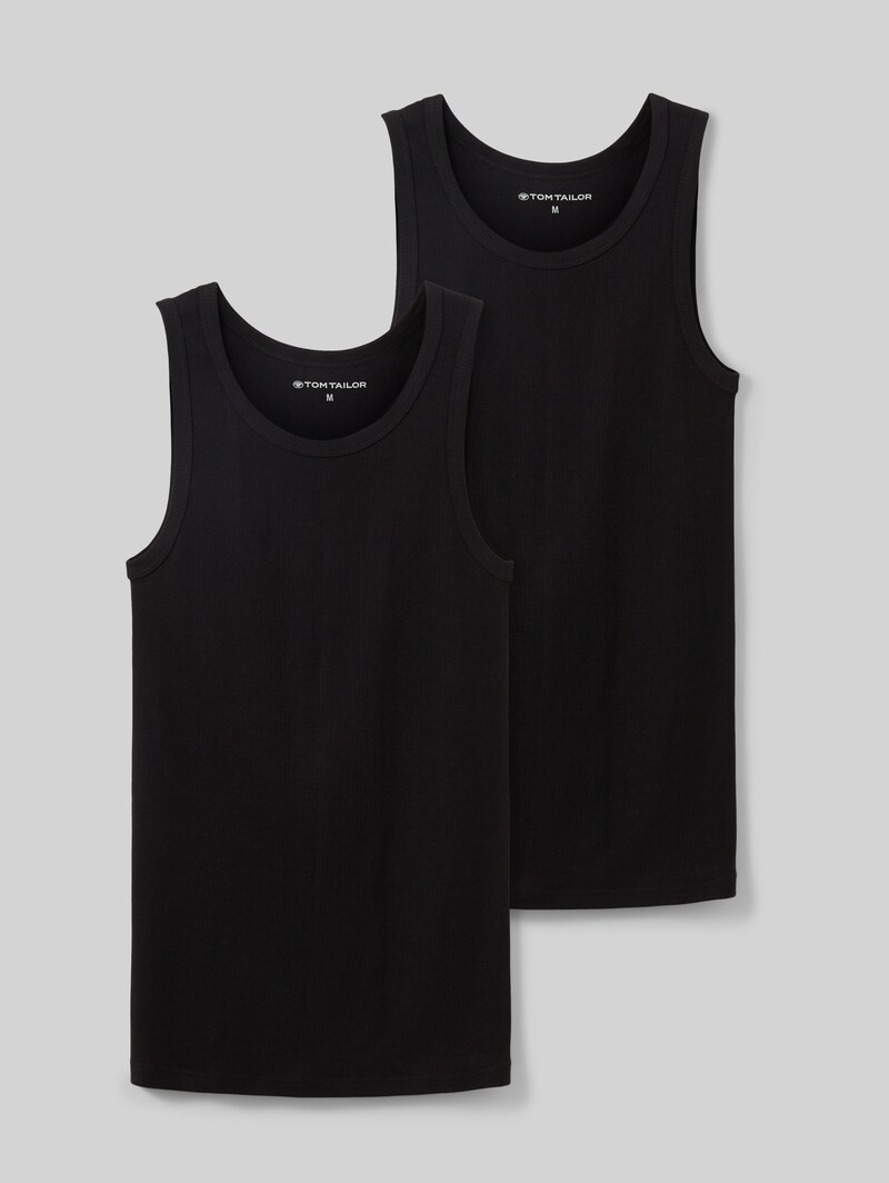 Tom Tailor Tanktops mit Rippstruktur im 2er-Pack - Black Uni
