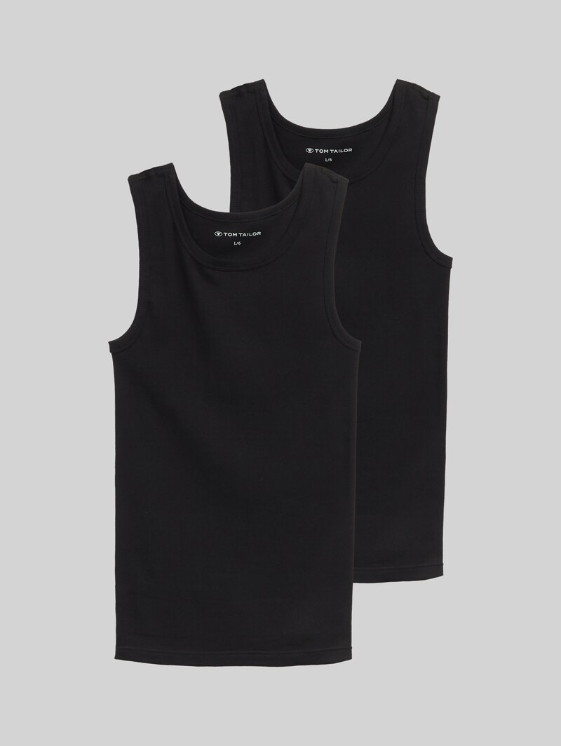 Tom Tailor Tanktops mit Rippstruktur im 2er-Pack - Black Uni