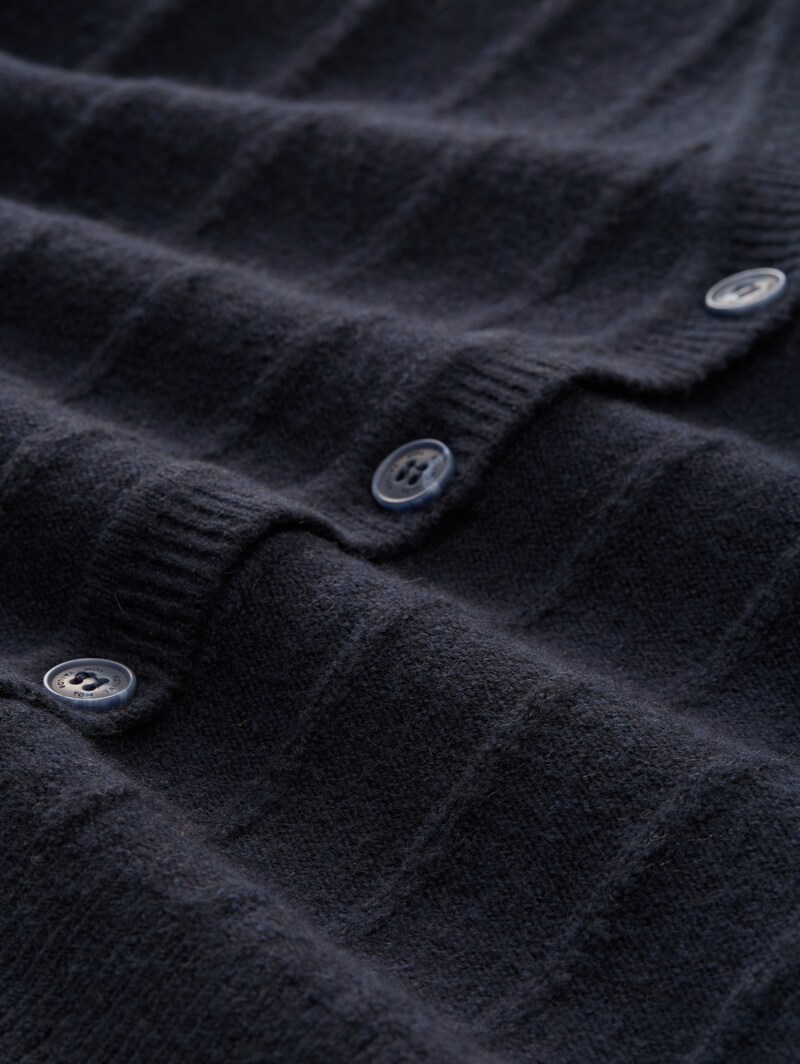 Tom Tailor Rib Cardigan mit Wollanteil - Sky Captain Blue