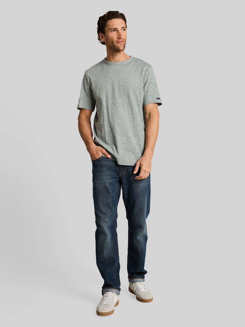 Tom Tailor T-Shirt in Melange-Optik - Green Navy Injected