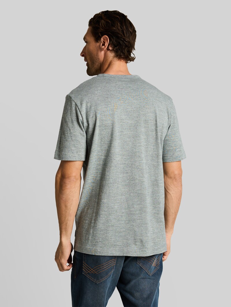 Tom Tailor T-Shirt in Melange-Optik - Green Navy Injected